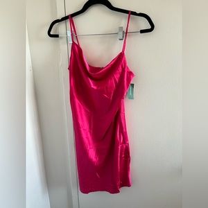 slip cowl neck satin dress